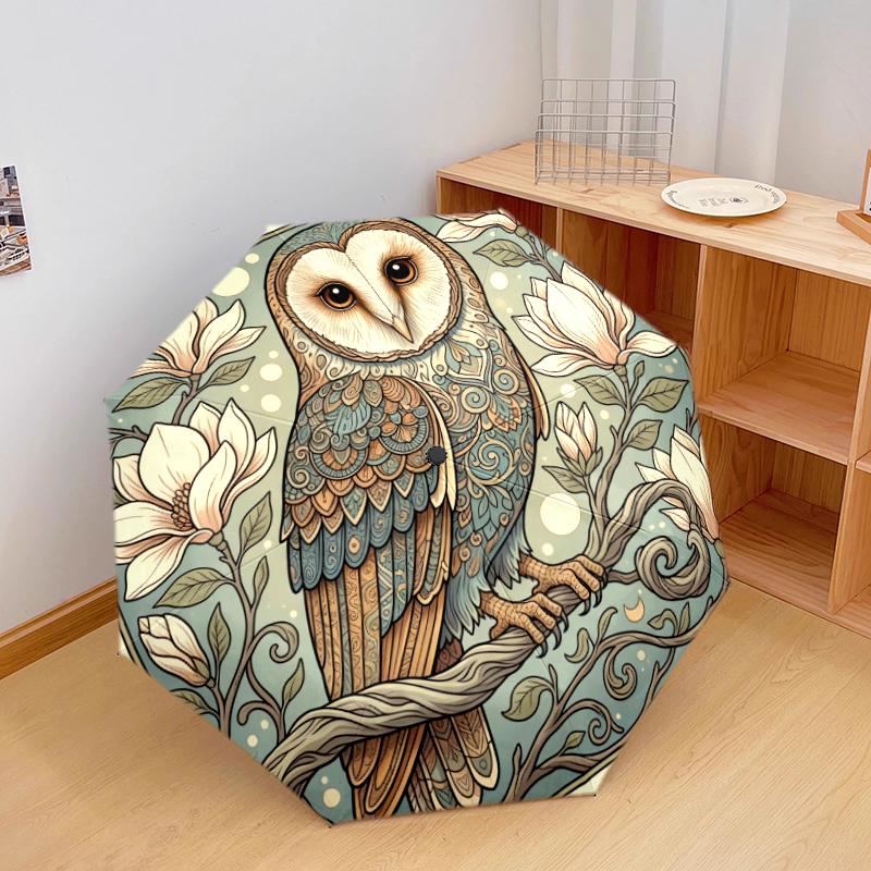 

1 PC Automatic Folding Umbrella - Cute cartoon owl Pattern, Portable & Foldable Design with 8 Ribs, Christmas Birthday Gifts