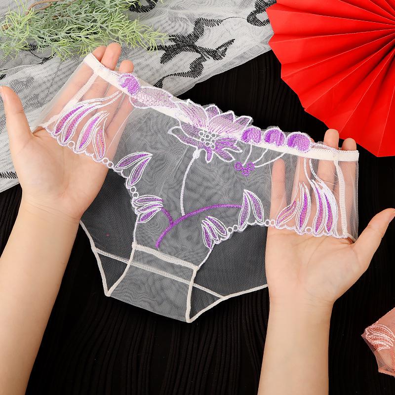 Yanbeiwei Damen 2025 Sommer Bestickter Transparenter Hüftslip - Übergröße, Stil 836