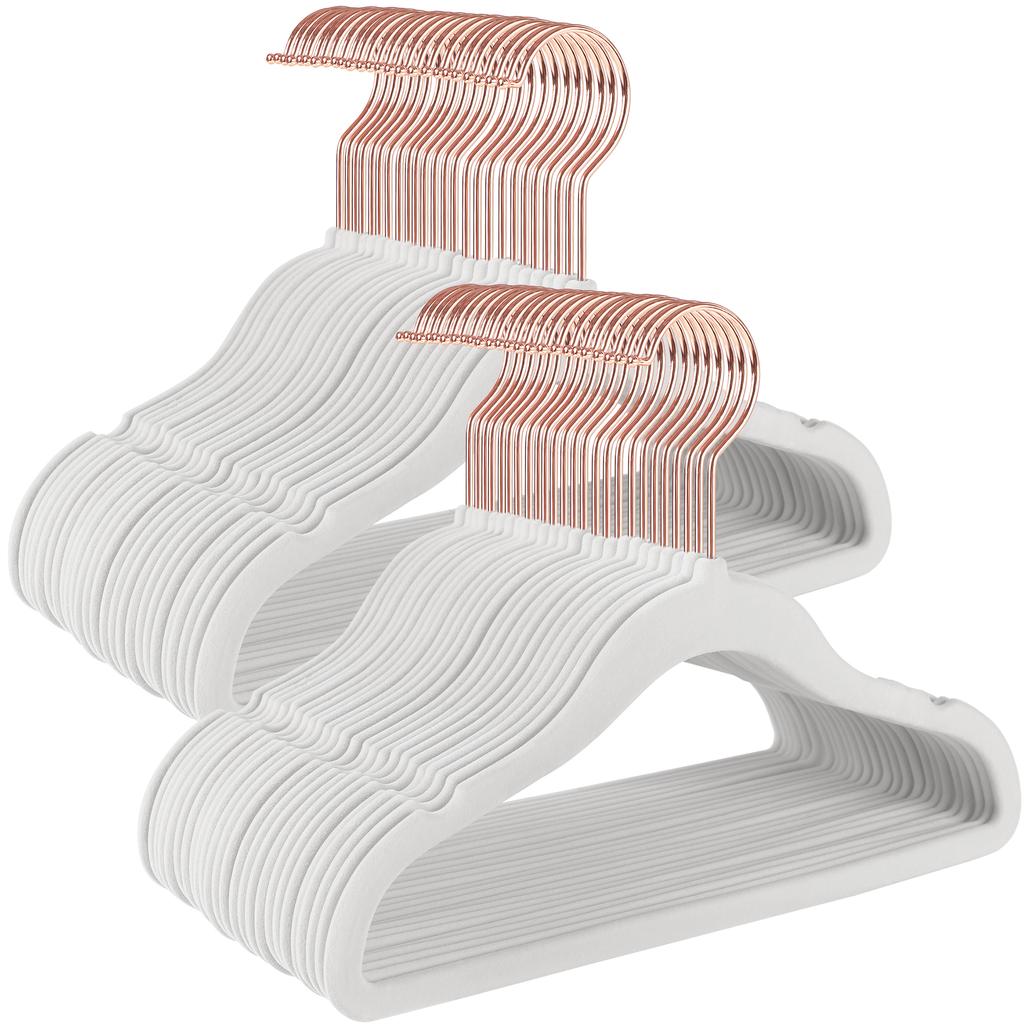 SONGMICSHOME Baby Hangers 50 Pack, Kids Hangers for Closet, 11.8 X 8.1 Inches, Rose Gold 360° Swivel Hooks, Space-Saving