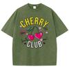 T-shirts Lavés pour Femme Style Streetwear Imprimés Cerises Club Dessins Animés Mignons T-shirts Confortables Coton Usé Hauts Oversize