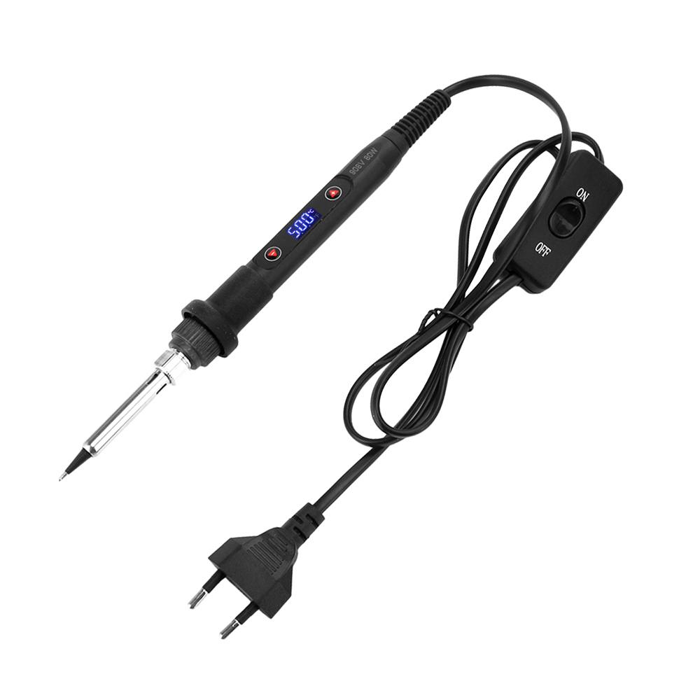 80W 220V/110V Soldering Iron Kit Adjustable Temperature LCD Solder Welding Tools Ceramic Heater Soldering Tips Tweezers Solderin