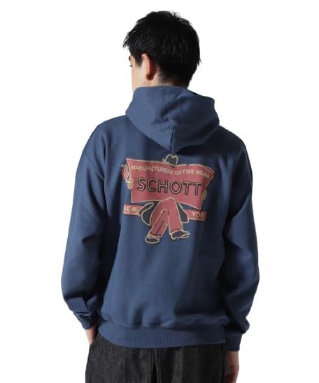 

Schott NEON SIGN Hooded Sweatshirt, Men s, Size XL (120), Navy, 782-4231007