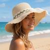 Wide Brim Bow Straw Hat Boho Sun Protection Cap Comfortable To Wear Women's Sun Hat  Beach
