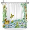 Funny Frog Cartoon Shower Curtain Sets Leaf Animal Creative Children Bathroom Decor Waterproof Fabric Home Hooks Bath Curtains