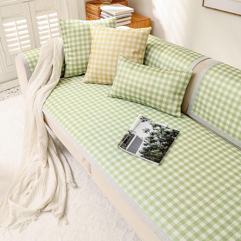 

Подушка для дивана из ледяного шелка в клетку в стиле ретро из нескользящей ткани qian-small Gingham/Matcha Green (Ice Silk) 60*60cm