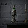 Halloween Atmosphere Ornament Witch Statue, LED Light Up Gothic Resin Figurine, Birthday Gift for Her Dark Fantasy Mysterious Sculpture Desktop