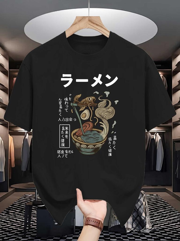Unisex Crew Neck Tee Japanese Raunisex Vintage Graphic Print Soft Cotton Loose Breathable Short Sleeve Summer Casual Street Tops