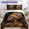 3pcs Custom Name Ethereal African Goddess Bedding Set Printed Bedding Set Duvet Cover Closure Includes 1 Duvet Cover & 2 Pillowcases Bedroom Decor