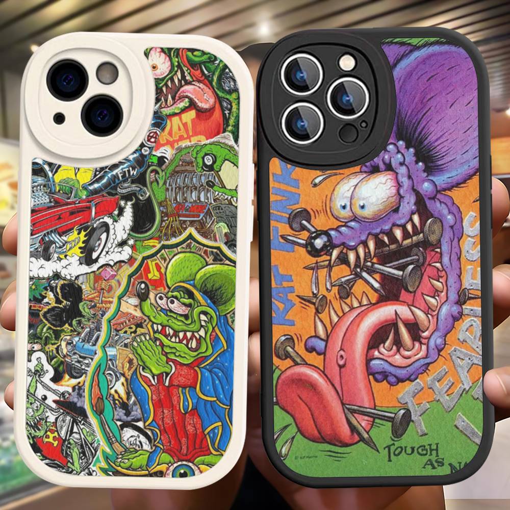 Funny Rat Fink Phone Case Hard Leather For IPhone 14 13 16 Mini 15 14 11 12 Pro Max Plus Fundas