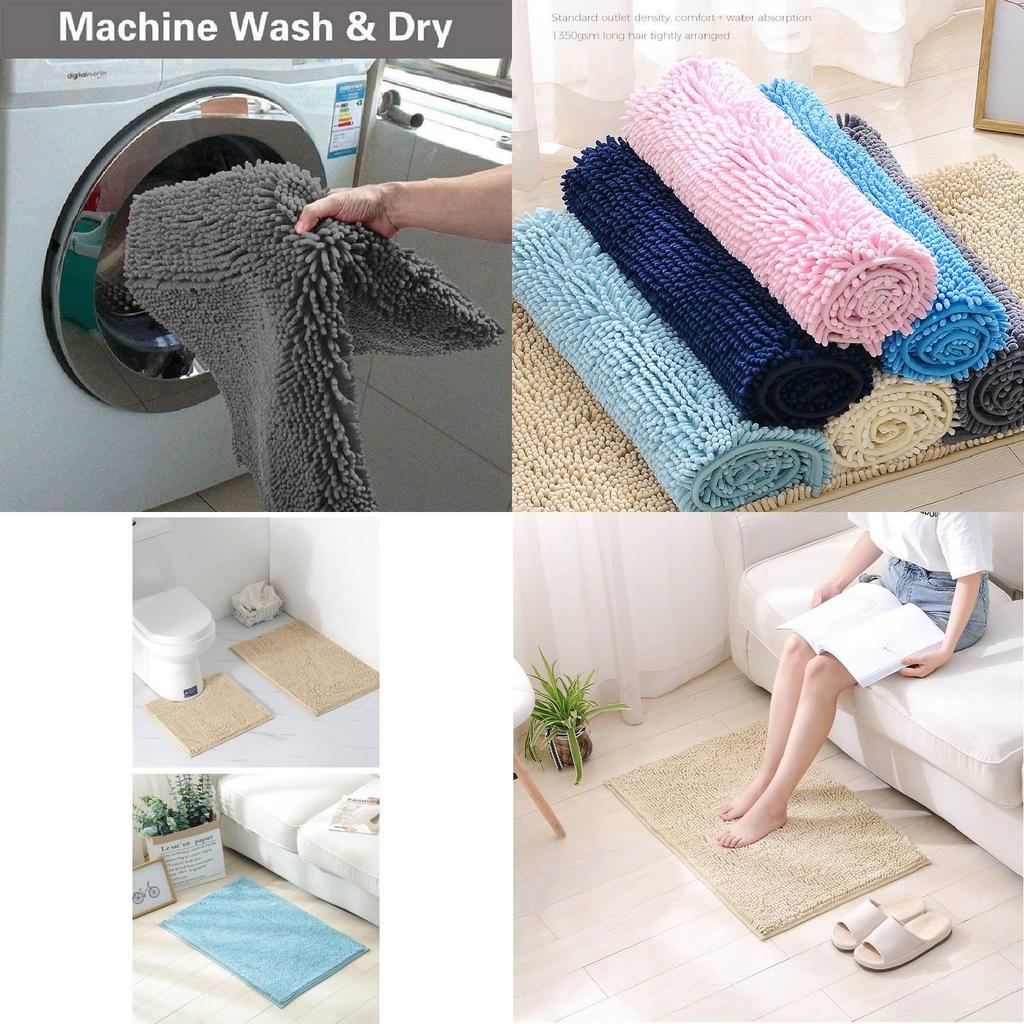 Ultra-absorbierendes Chenille Badezimmerteppich-Set Moderner Schlichter Stil Rutschfeste Badematten