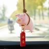 Car Rear View Mirror Pendant with Chinese Character Cute Swing Lucky Pig Piggy Hanging Ornament Auto Interior Decor