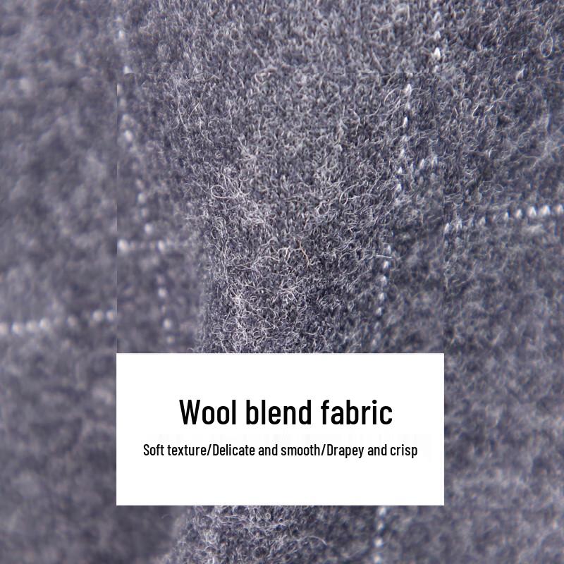 Caizi Men's Mid-Length Plaid Wool Blend Overcoat