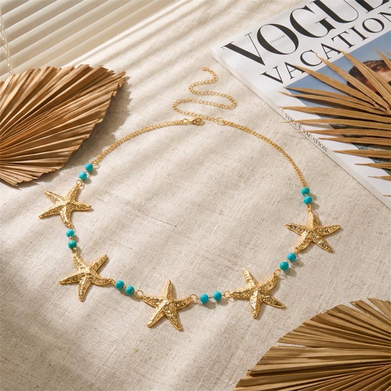 Exaggerated Metal Starfish Splicing Waist Chain for Women Elegant Imitation Pearls Belly Chain Charm Summer Beach Bikini Jewelry