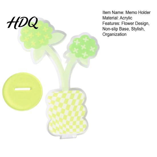 Rounded Edge Memo Clip Acrylic Desk Holder Flower Shaped Photo Display Stand