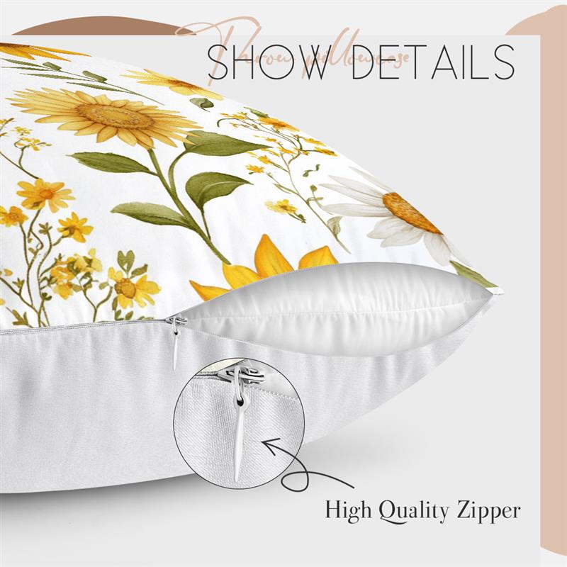 1Pc Small Sunflowers Pillow Cover For Home Living Room Bedroom Sofa Office Decorative Pillowcase Soft Throw Pillows 45X45Cm