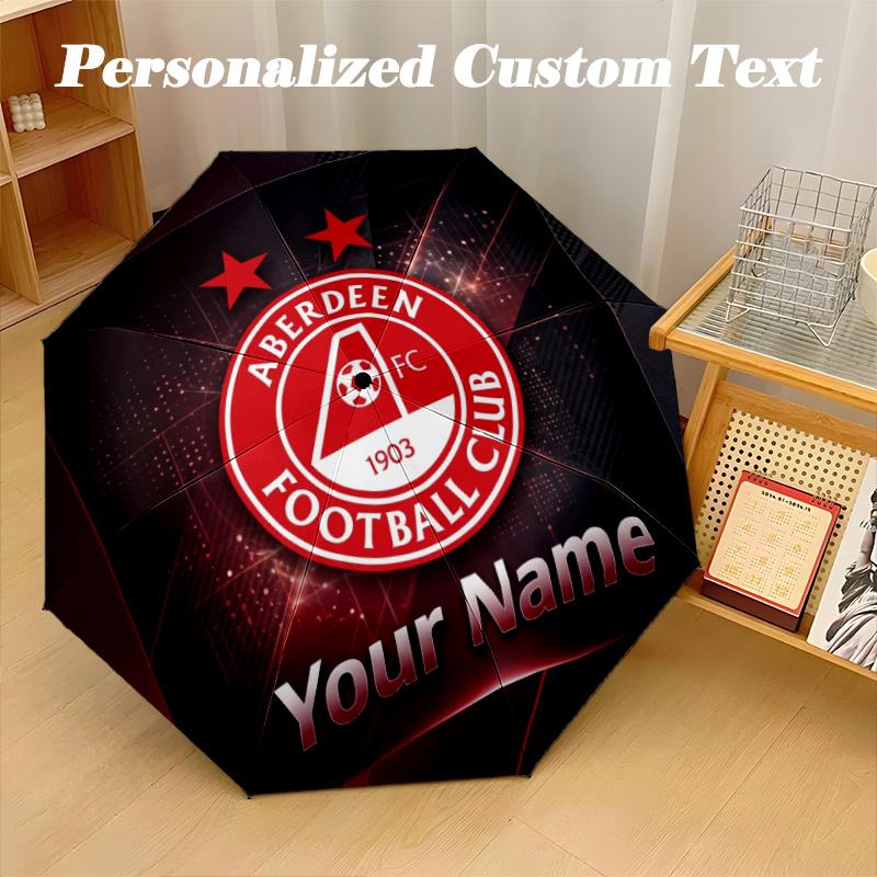 8 Rib Auto Folding Umbrella Aberdeen FC Print Custom Name Text Portable Rain Gear