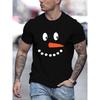 European Size Men's Snowman Pattern Casual Round Neck Short T-Shirt for Spring, Summer and Autumn