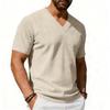 Men's V Neck Short Sleeve Knit Top Lightweight Ribbed Pullover Soft Texture Casual Classic Fit Summer Shirt