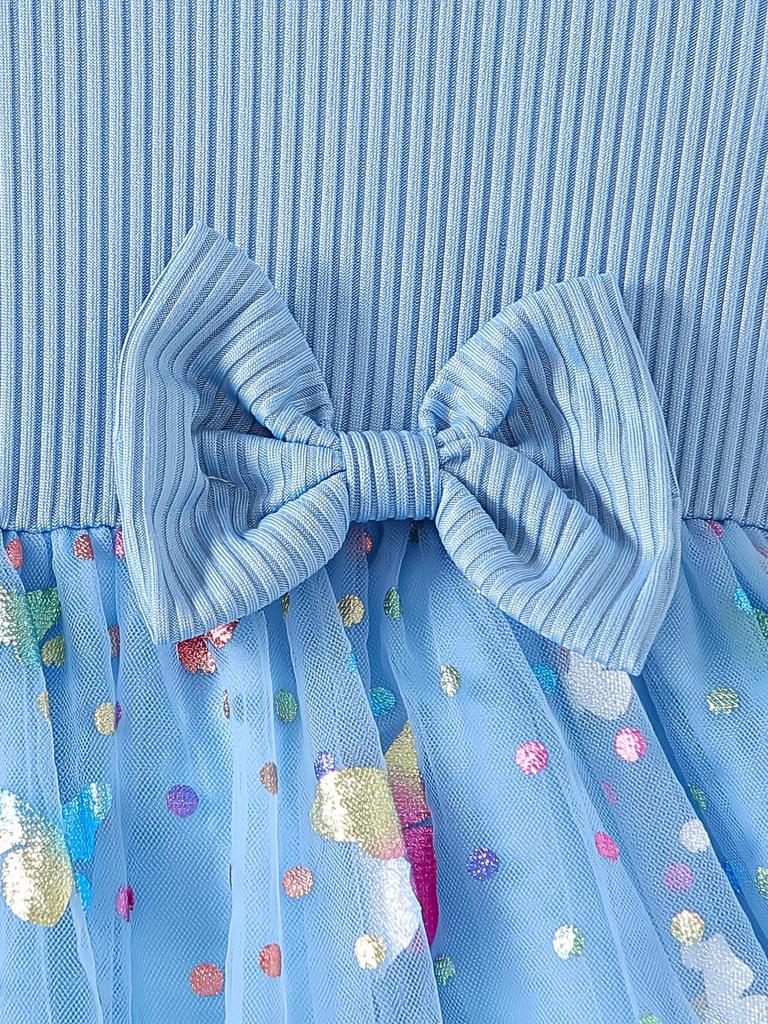 Girls Ruffle Short Sleeve Butterfly Tulle Dress Kids Spring Summer Daily Birthday Party Princess Dress