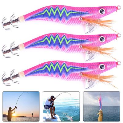 3 τμχ Squid Jig Hooks Wood Shrimp Squid Lures Fishing Lures for Fishing (Στυλ Α)