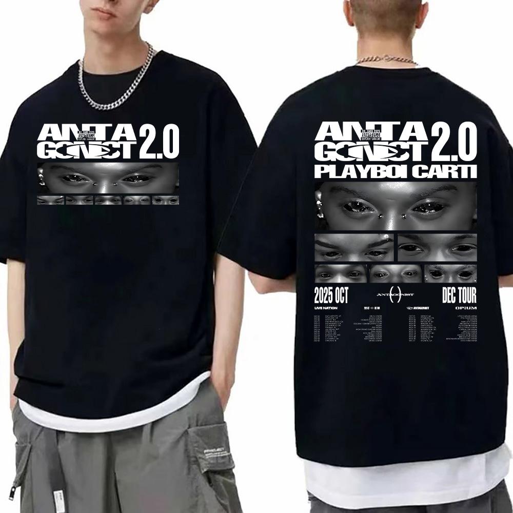 Rapper Playboi Carti Antagonist Tour T-shirts Mens Clothing Hip Hop 90s Vintage T Shirts Male Casual Cotton Streetwear