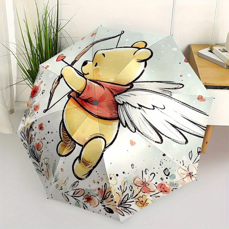 

1pc Cupid Winnie the Pooh Automatic Opening and Closing Umbrella - Lightweight 3-Fold Design, Suitable for Fans, Travel, Daily Use - Officia
