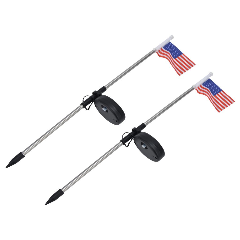 2PCS Solar Powered Garden Light US Flag Lawn Stake Lamp for Outdoor Landscape Lighting Decoration White Light