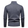Men's Color Textured Sweater Plus Velvet Thickened Casual High Collar Warm Knitted Pullover