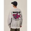 Wassup American-Style Shark Heavyweight Gray Sweatshirt for Men, Autumn and Winter Loose Casual Trendy Couple's Crew Neck Fleece Top