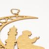 Eid Mubarak Home Decoration Golden Moon and Star Wood Holiday Pendant Decorative Hanging Ornament for Home Office