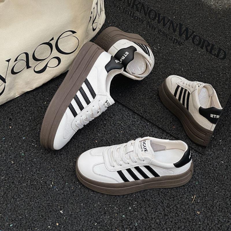 Leather little white shoes women's autumn new thick-soled heightening fashionable versatile light leisure sports