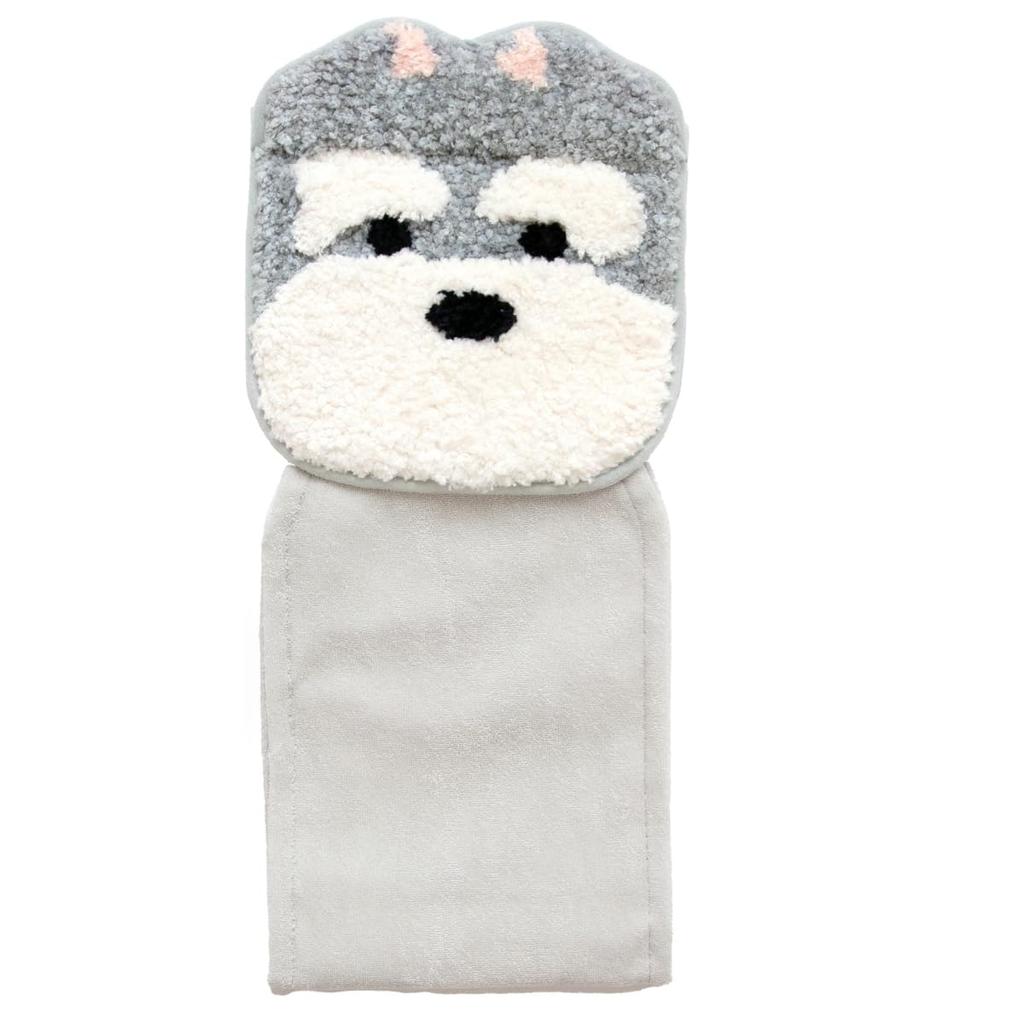 4-Piece Toilet Mat Set with Adhesive, Paper Holder Cover, Slippers, and Toilet Decor. Schnauzer Dog Design. Fundit Animal Design.