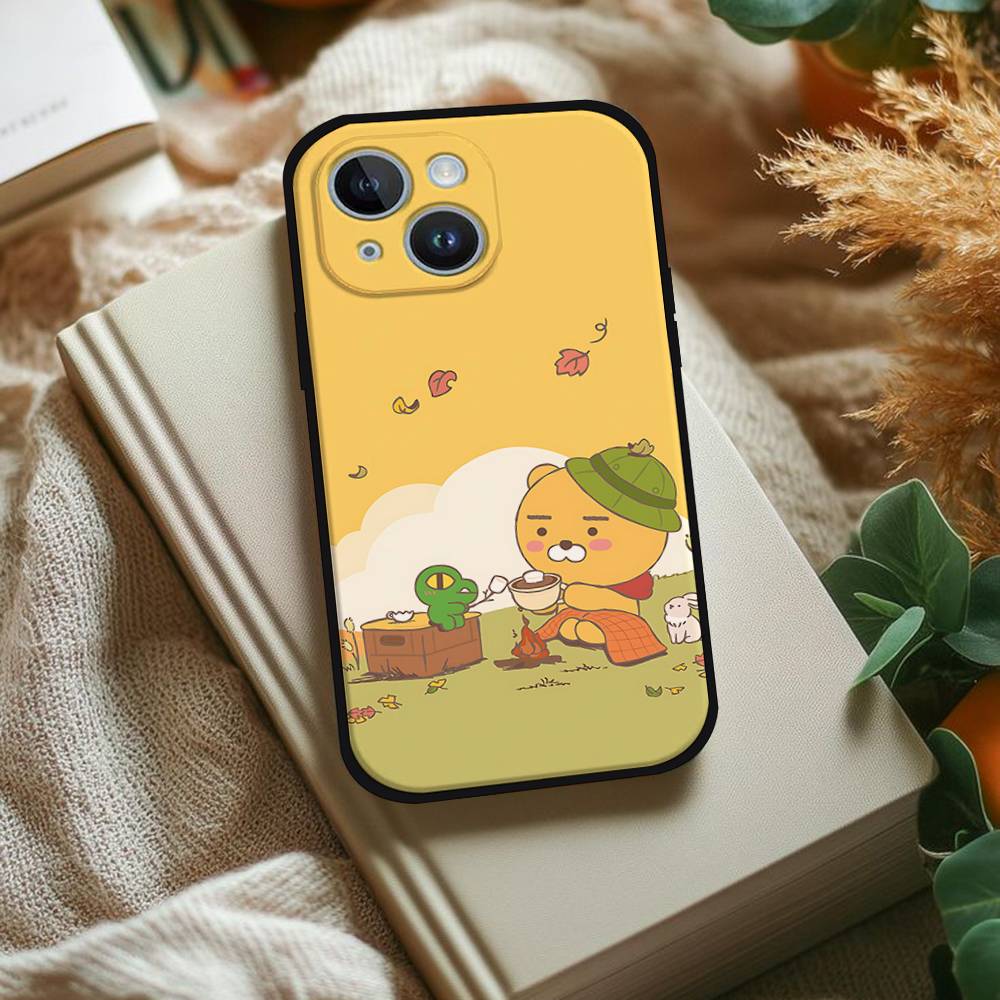 Cartoon K-kakao Cute Friends Phone Case For IPhone 1716 15 14 13 Pro Max 11 12 Mini X Xs XR Black Silicone Cover