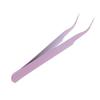 Eyelash Extensions Tweezer Stainless Steel Nail Art Nippers Pink Straight Bend Tweezer Non-slip Handle Stainless Steel Tweezer