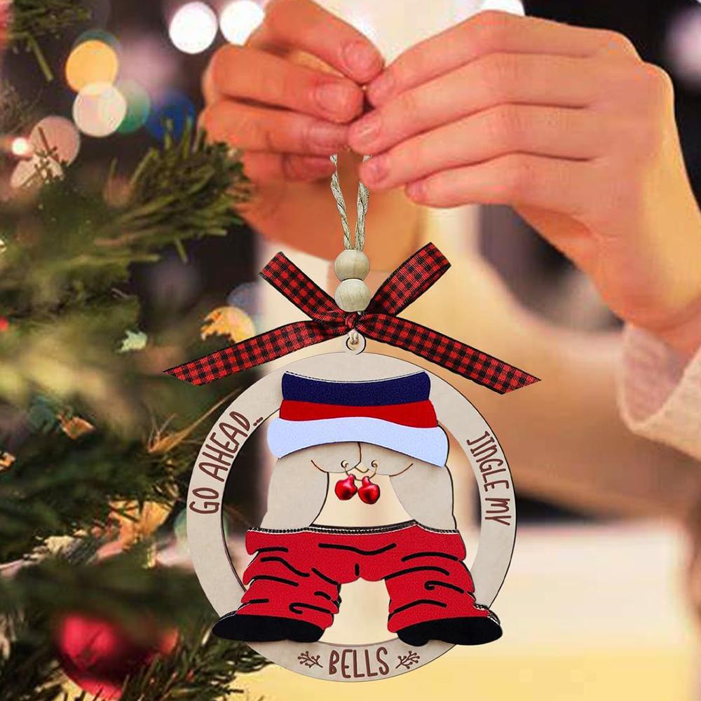 Go Ahead, Jingle My Bells" Wood Hanging Ornament For Christmas Tree Decoration