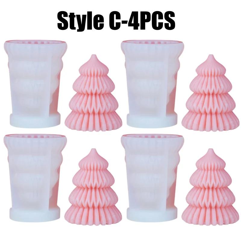 1-4PCS Christmas Tree Aroma Candle Silicone Mold DIY Plaster Wax Craft Holiday Decorations Handmade Supplies Making Kits