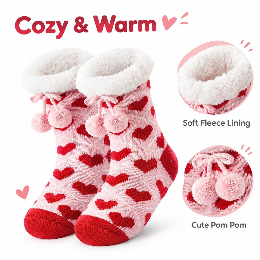 Adults' Winter Thick -Lined - Knit Socks for Christmas Sleep and Floor Wear