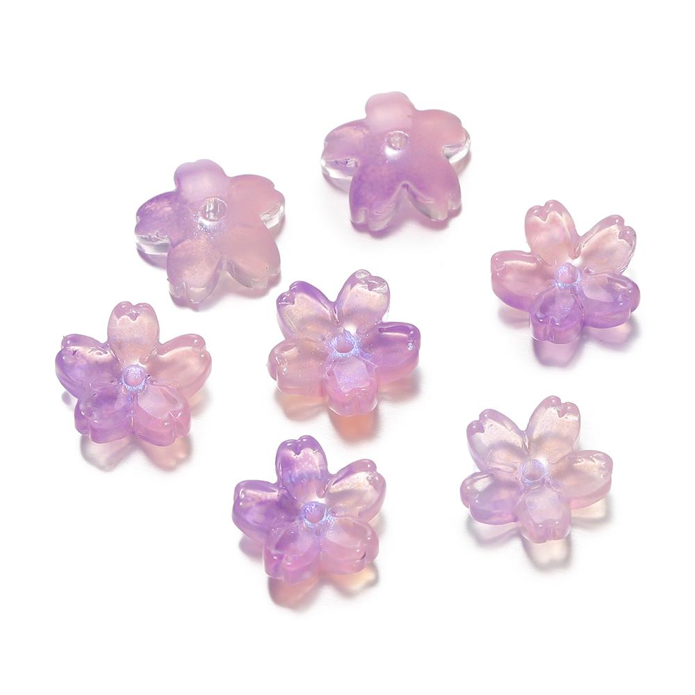 10Pcs/lot Glass Gradient Beads Cherry Blossom Scattered Beads Handcrafted DIY Production Jewelry Craft  Bracelet Accessories