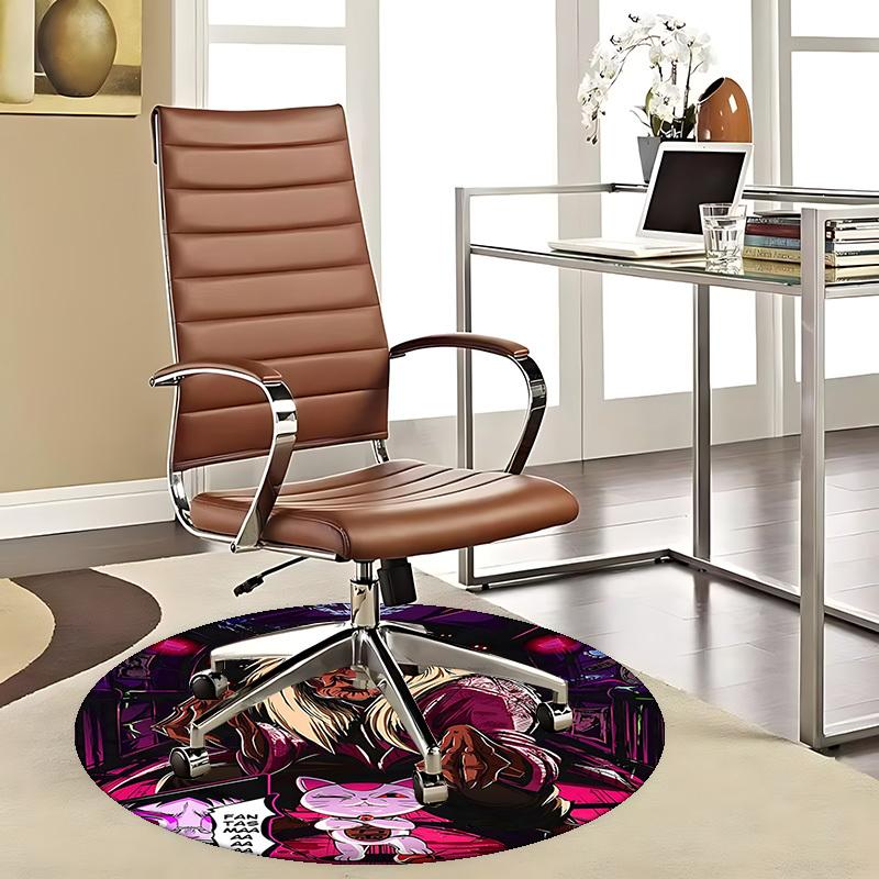 1pc Anime Demon with Cat Round Carpet - Fantasy Design Office Chair Mat 80cm