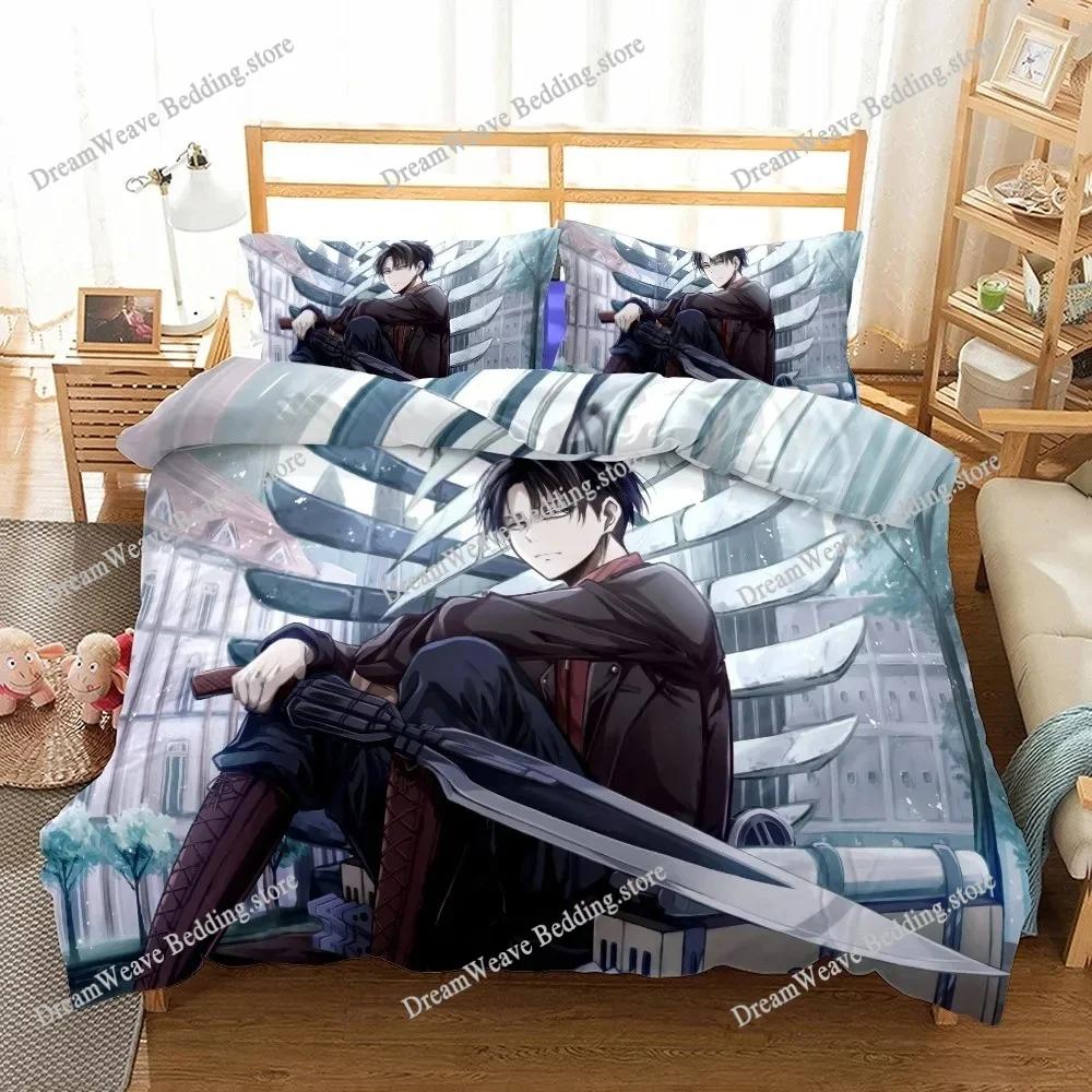 Anime Attack on Titan Logo Bedding Set Boys Girls Twin Queen King Size Duvet Cover Pillowcase Bed Boys Adult Home Textileextile