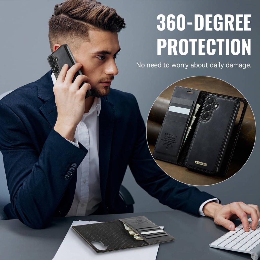 Per Samsung Galaxy A57 Custodia a Portafoglio Magnetica 2-in-1 Staccabile Compatibile MagSafe Porta Carte con Blocco RFID Cover Antiurto