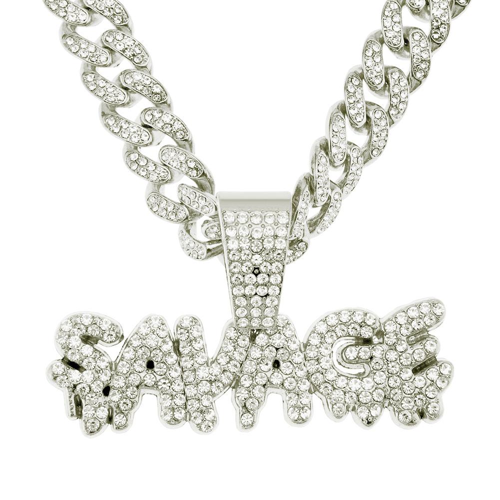 

Подвеска в виде буквы с бриллиантами, кубинская цепочка, европейское и американское хип-хоп ожерелье, персонализированная мужская цепочка для свитера, модные аксессуары