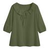 Women's Fashionable Color 3/4 Sleeve Shirt Cute Collar Summer Casual Shirt Loose Top