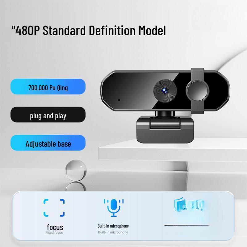 HD Webcam with Microphone & Privacy Cover for Online Classes, Laptops, Desktops, and Beauty Applications