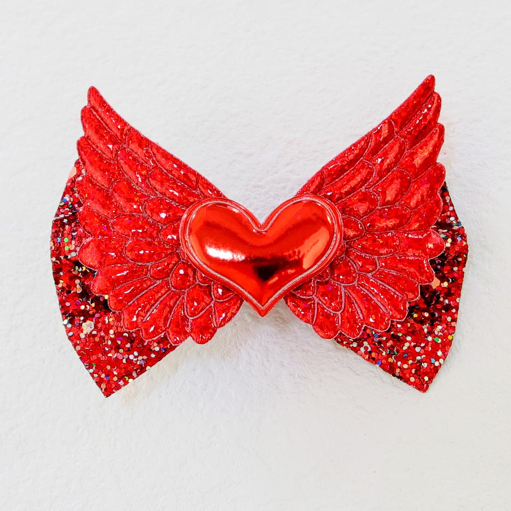 1PC Cute Girls Hair Bows with Clips Kids 4inch Sparkly Wing Hair Bows Barrettes Clips Heart Hairpins Children Hair Accessories