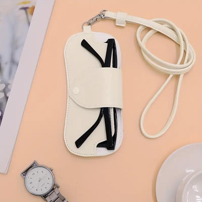 1PC Bolsa Impermeável para Óculos de Sol Portátil Pendente de Pescoço Estojo de Armazenamento de Óculos Moda Couro PU Bolsa para Óculos para Mulheres Homens
