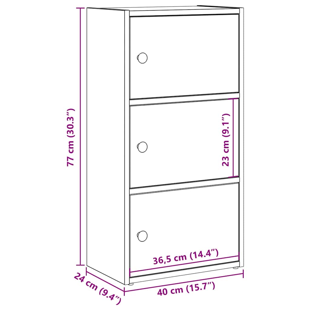 Bookshelf Black Oak Effect 40 x 24 x 77 cm Engineered Wood