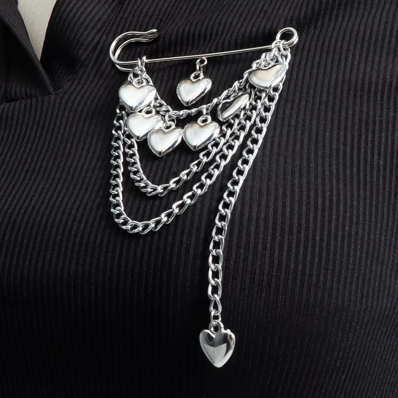 Heart Pants Chain Brooch Exquisite Fish Pearl Brooch Vintage Multi-Layer Tassel Pin Versatile Women's Clothing Accessories Gift
