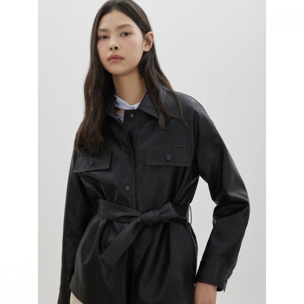 

Belted Fake Leather Jacket C261psf151 Braun/66