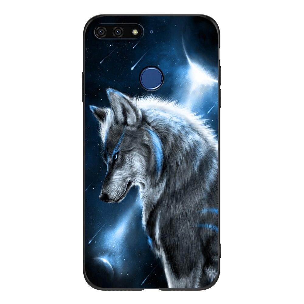 For Honor 7C 5.7 Inch Case Soft Back Cover Phone Case For Huawei Honor 7c Aum-L41 Silicon Black Tpu Case Lion Wolf Tiger Dragon